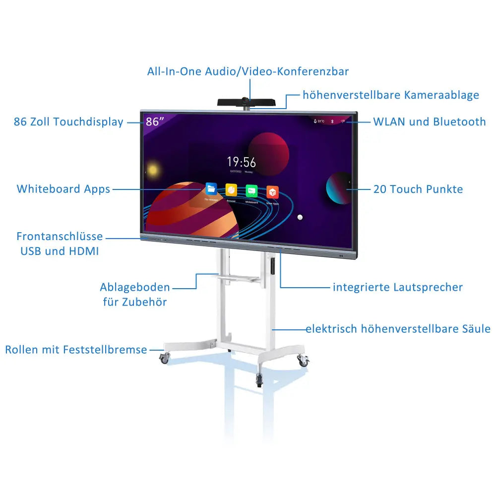 Digitales Whiteboard 86 Zoll | 4K UHD | Android 13 – NUR heute! - sofort lieferbar! Multimedia Display GmbH