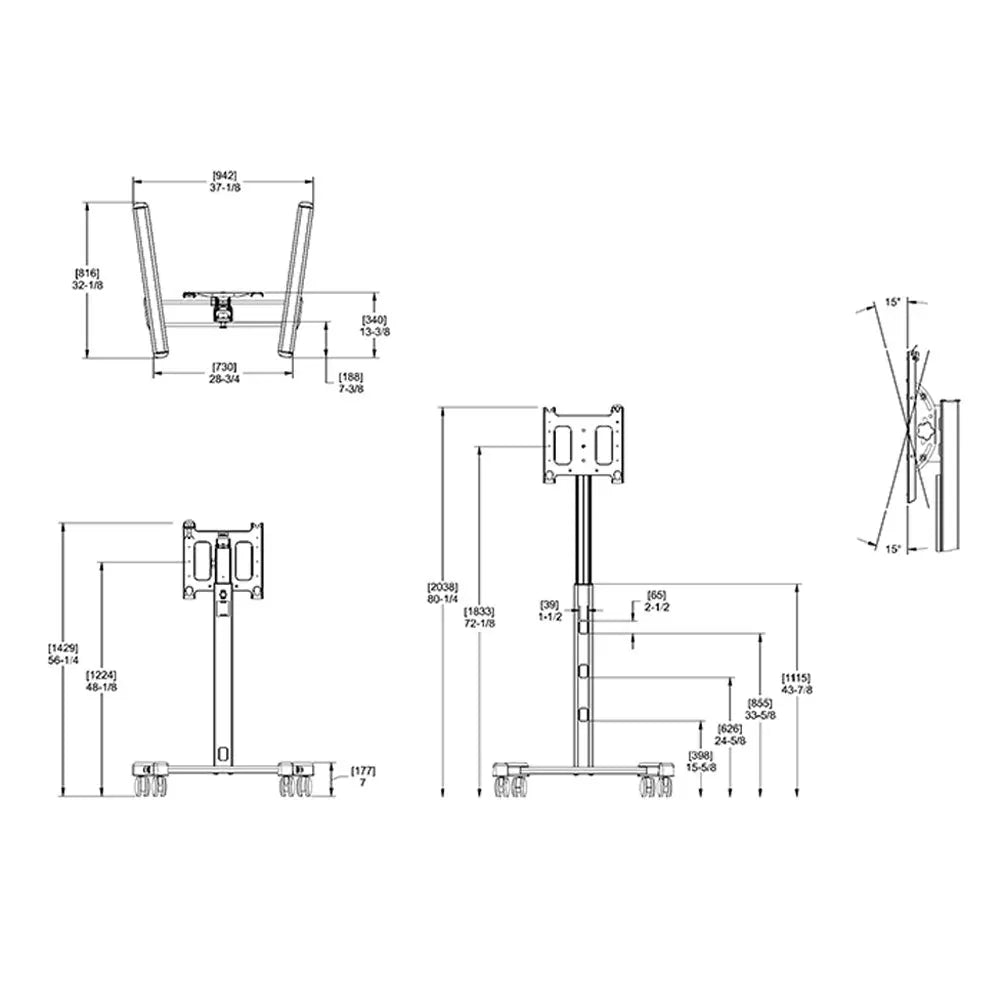 Chief PFCUB Rollwagen Schwarz für 42 bis 86 Zoll Displays - Multimedia Display GmbH