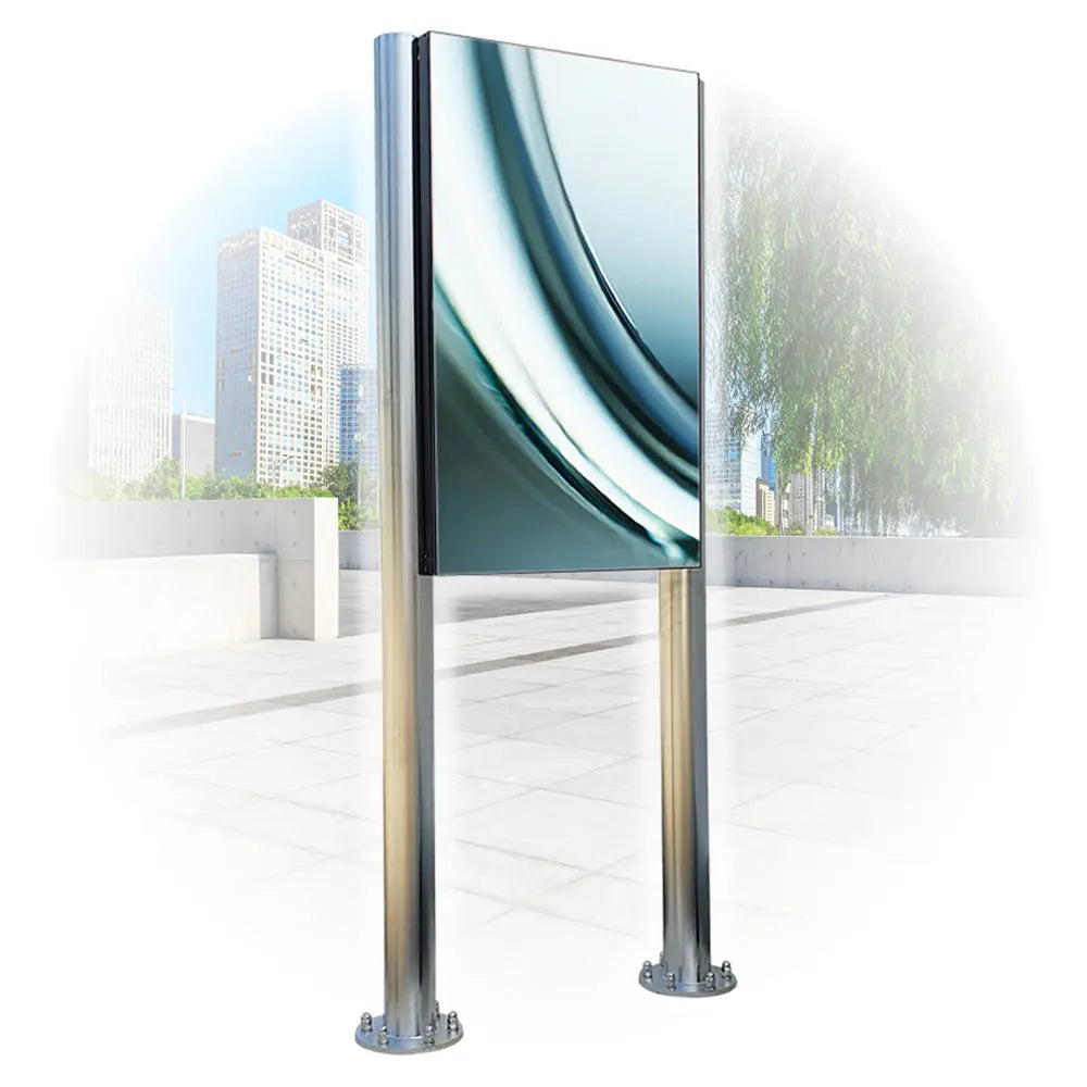 Outdoor Display mit Edelstahl Standfuß  von 32 Zoll bis 75 Zoll - Set Multimedia Display GmbH