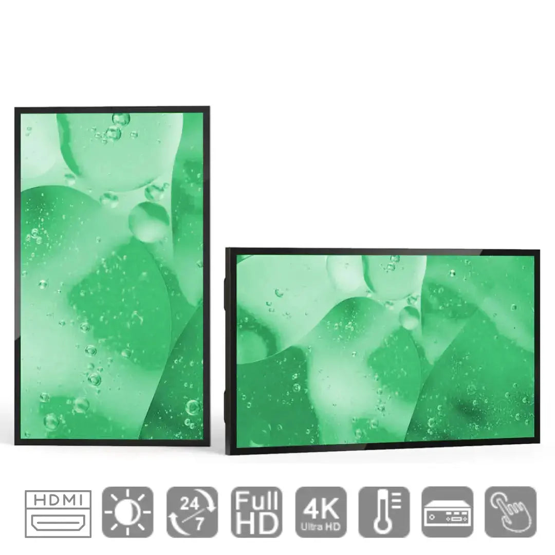 Outdoor Display mit Edelstahl Standfuß von 32 Zoll bis 75 Zoll - Set Multimedia Display GmbH