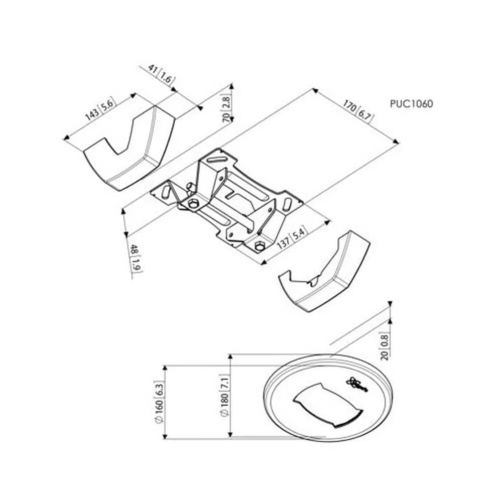 MMDS-L Deckenhalterung für Schutzgehäuse bis 80 kg Multimedia Display GmbH