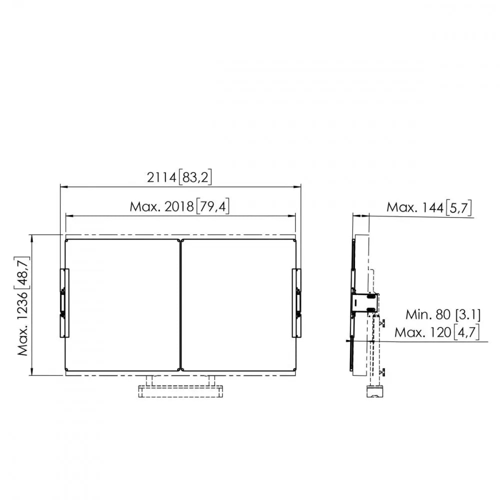RISE A218 Whiteboard-Set 86 Zoll für motorbetriebenen RISE Display-Lift, Boden-Wand-Lösung (schwarz) - Multimedia Display GmbH  