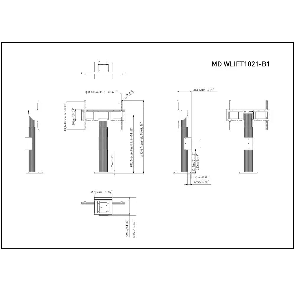 Elektrisches Pylonensystem MD WLIFT1021-B1 für Displays bis 86 Zoll Multimedia Display GmbH