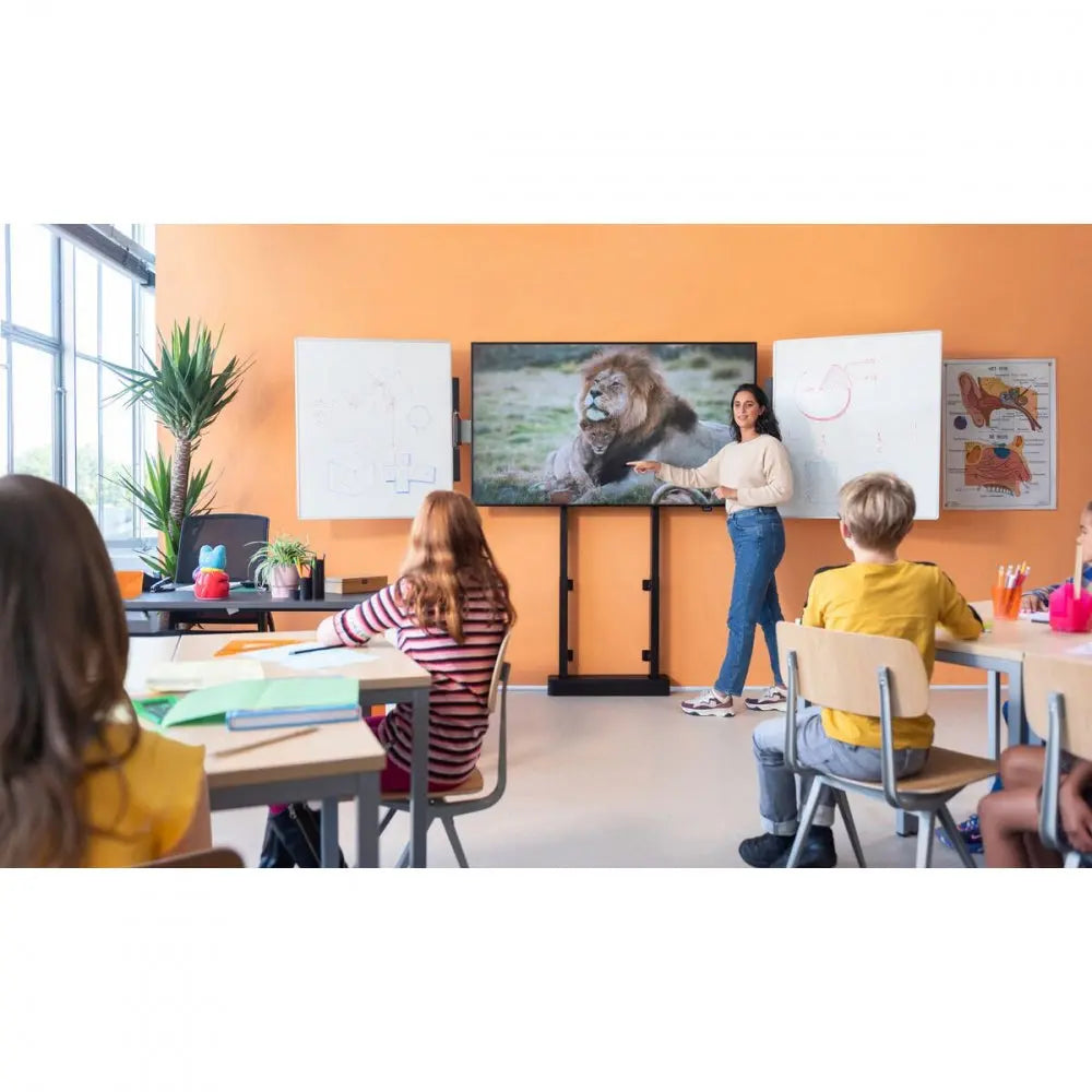 RISE A218 Whiteboard-Set 86 Zoll für motorbetriebenen RISE Display-Lift, Boden-Wand-Lösung (schwarz) - Multimedia Display GmbH  