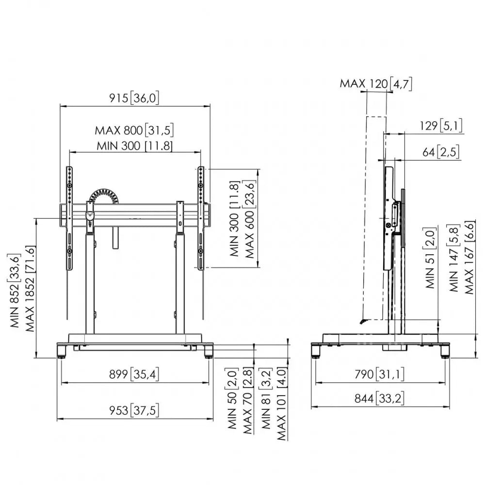 RISE Standfuß mit motorisiertem Display-Lift Multimedia Display GmbH